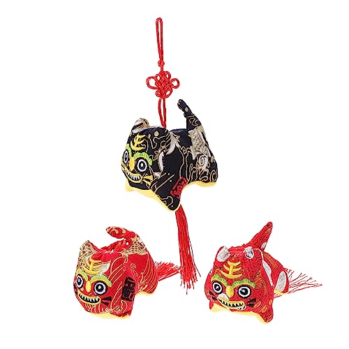 ibasenice Traditionelles Kunsthandwerk 3-teiliges Tiger-puppenspielzeug Weiches Stoffspielzeug Für Kinder Neujahrsgeschenk Zufälliger Stil von ibasenice
