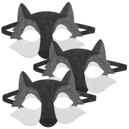 ibasenice 3 Stücke Halbmasken Für Kaninchenmaske Partytanz-tiermaske Maskerade Maske Wolfsmasken Led-maske Für Halloween-led-licht Kostüm Für Maske Fühlte Grey von ibasenice