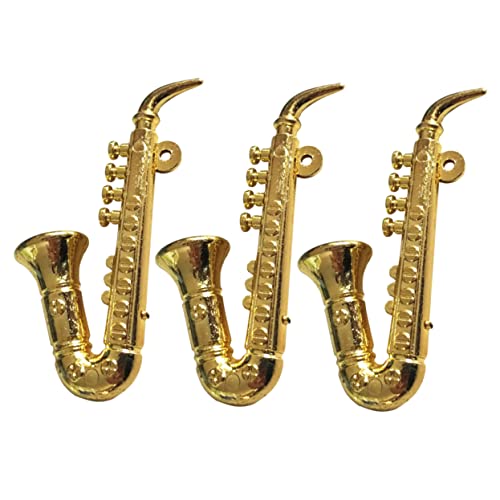 ibasenice 3 Stücke Instrumente Mini-Saxophon- Saxophon Puppenhaus Mini-Instrumente Spielzeugsaxophon Miniatur-Saxophon Saxophon Golden von ibasenice