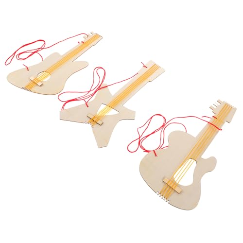 ibasenice 3 Stücke Teiliges DIY Holzgitarren für Kleine Kindergitarren aus Natürlichem Holz zum Bemalen und Gestalten Pädagogisches Musikinstrument für Kreative Jungen und Mädchen von ibasenice