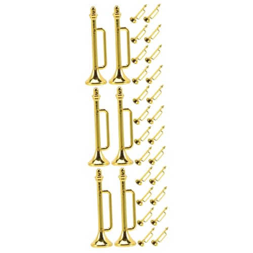 ibasenice 30 STK Musikinstrumentenmodell Miniatur-Saxophon Winzig Taschensaxophon Mini-trompete-dekor Miniaturen Trompetenspielzeug Puppenhaus-musikinstrumente Horn Plastik Klein Kind Möbel von ibasenice