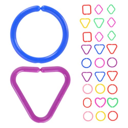 ibasenice 30 Stück Geometrische Schnallenkette Ringe Für Babyspielzeug Spielzeugkette Ringe Links Verlinkung Link Zu Babyspielzeugringen Gliederkette Plastik von ibasenice