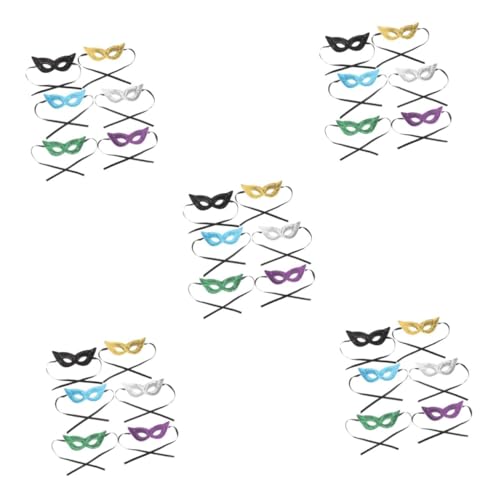 ibasenice 30 Stück Teiliges Mardi Gras Stirnband Masken mit Glitzer Halbes Gesicht Bunte Pailletten Gold Silber Schwarz Blau Grün für Damen und Karneval Maskenball Faschingsfeier von ibasenice
