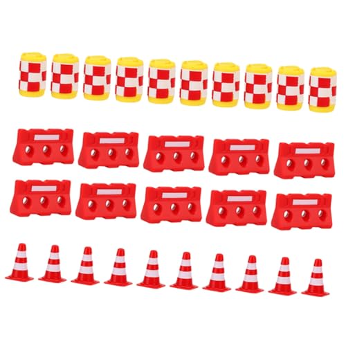 ibasenice 30st Straßenschild Barrikade Spielzeug Verkehrszeichen-Spielzeug Mini-verkehrszeichen Straßenschilder Spielset Winziger Straßensperrkegel Wasserpferd Kind Sandkasten Plastik von ibasenice