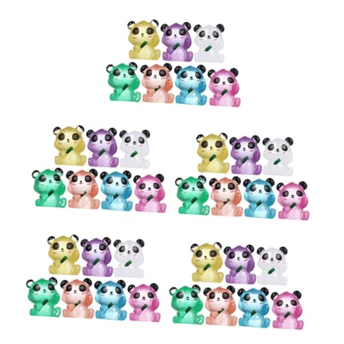ibasenice 35 Stück Mini Panda Figuren Leuchtende Resin Tierfiguren für Garten und Wohnraumdekoration Bunte Panda Statuen für Mikro Landschaften und Kreative Arrangements von ibasenice
