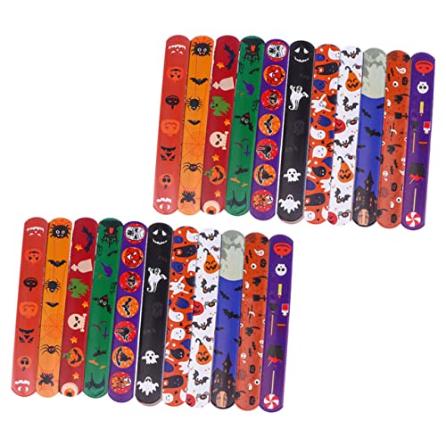 ibasenice 36 Stück Halloween Slap Bracelets Lustige Handgelenk Armbänder mit Tier und Kürbis Motiven Zufällige Designs für Halloween Partys als Partyzubehör und Mitgebsel von ibasenice