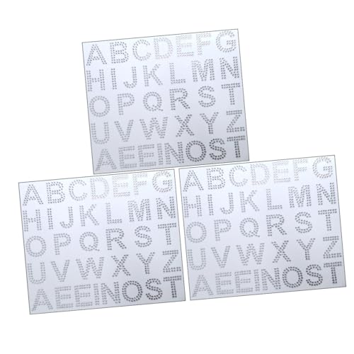 ibasenice 3Blätter Dekorative Strassbuchstaben Aufkleber Selbstklebende Glitzer Buchstaben für Kreative DIY Projekte für Kleidung Taschen und Bastelarbeiten Modisches Design von ibasenice