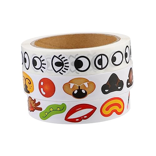 ibasenice 3Rollen Nase Mund Aufkleber für Selbstklebende Cartoon Sticker für DIY Bastelprojekte Kreatives Zubehör für Gesichtsgestaltung von ibasenice