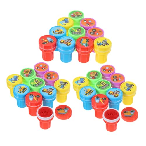 ibasenice 3Sätze Bauwagen Stempel Teilig Kunststoff Sicher für Belohnung für Unterricht Partygeschenk für Kleine Bauarbeiter und Kreative Bastelprojekte von ibasenice