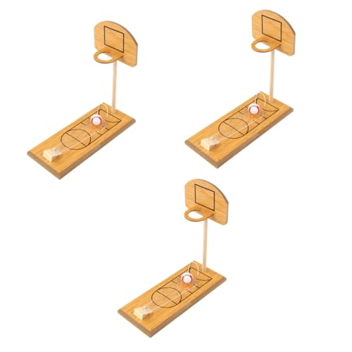 ibasenice Basketballspielzeug 3St Desktop-Basketball Tisch-Basketballkorb Kinderspielzeug Tischbasketballspiel Basketballspiel aus Holz Schreibtisch erröten Bambus von ibasenice