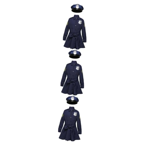 ibasenice 3St Kinderuniform Offizierskostüm für Kinder Kinderkostüm Kinderkleidung Kleider Halloween-Polizeikostüm Rollenspielkostüm für Kinder verbunden Performance-Kleidung Mädchen von ibasenice