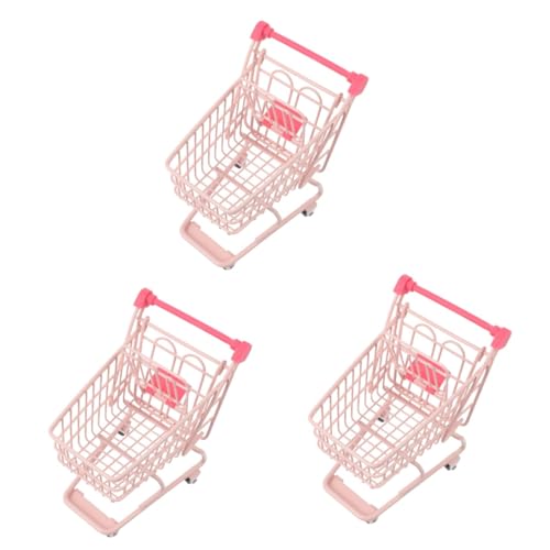 ibasenice 3St Mini-Einkaufswagen rosa Wagen Mini-Wagen Mädchen Spielzeug Modelle Einkaufswagen-Modell Einkaufswagen aus Metall Gut aussehend Trolley-Tasche Teewagen Schubkarre Einkaufen Baby von ibasenice