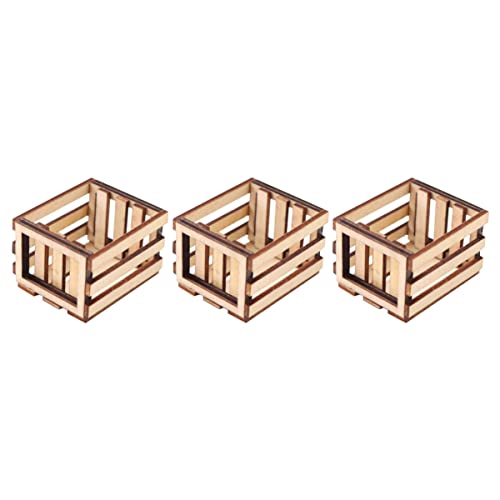ibasenice 3St Miniaturen mit Holzrahmen Aufbewahrungskörbe aus Korbgeflecht für kühlkorb einkaufskorb Storage Baskets Mini-Korb-Modell Mini-Aufbewahrungsbehälter von ibasenice