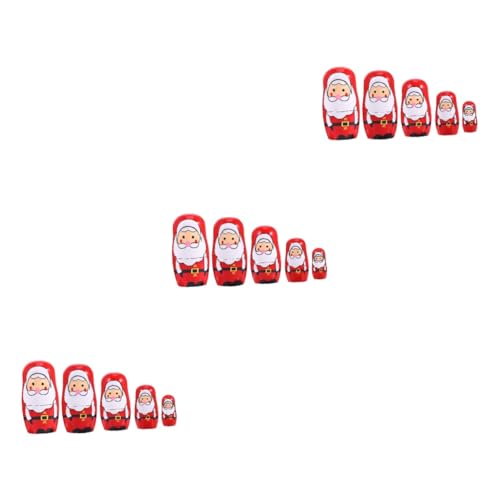 ibasenice 3st Ornament Weihnachts-Sankt-verzierung Spielzeug Für Kinder Weihnachtsmann Figur Holz Kinderspielzeug Holzspielzeug Geburt Russisch Matroschka Puppe Hölzern Vater Rot Bambus von ibasenice