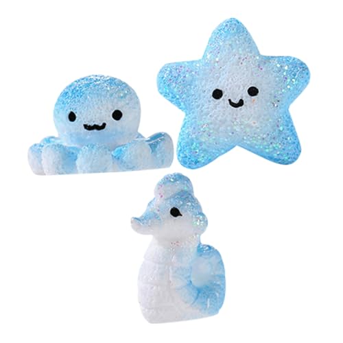 ibasenice 3St Ornamente aus Meereslebewesen Meereskrake-Figuren Mini-Harztiere Aquarium-Ornamente Oktopus-Figuren Meer tierfiguren Meerestierfiguren Seepferdchen-Ornamente von ibasenice