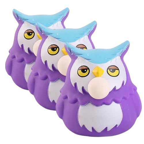 ibasenice 3St Prise Musik stressabbau dekompressionsspielzeug Druckabbau Tier tierische Quetschbälle Eule Partygeschenke Neuheit Squeeze- PVC Violett von ibasenice