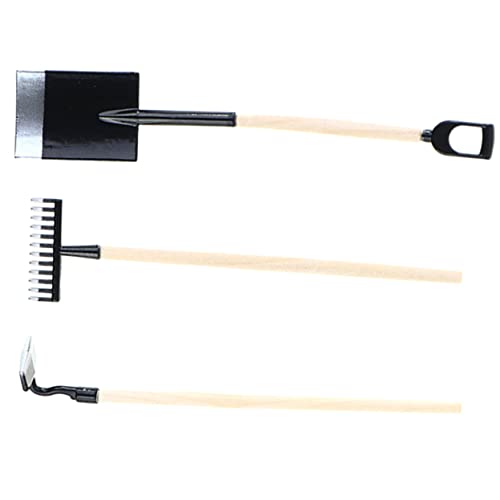 ibasenice 3St Puppenhaus-Modell bastelset basteln für plasure bastelmaterial bastel Material Miniatur Rechen Korb saftige Werkzeuge Mini-Gartenschaufel Plastik Black von ibasenice