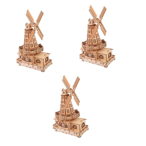 ibasenice 3St Puzzle Windmühle Spielzeug für Kinder kinderspielzeug sicherheitsschu jucarii pentru copii Rätsel Windmühlenpuzzle Holz 3D-Windmühlen-Puzzle hölzern Niederlande Bambus von ibasenice