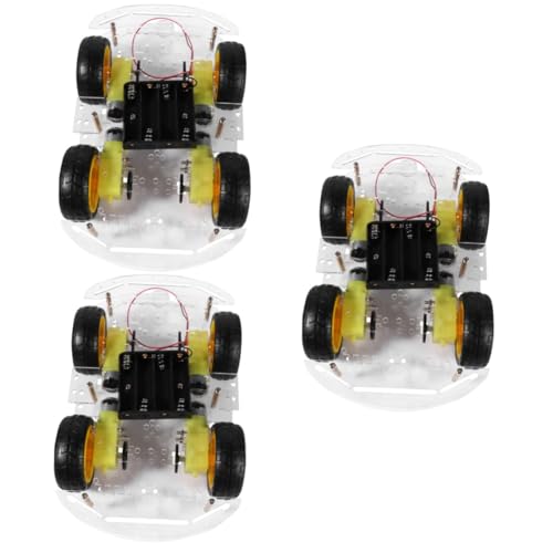 ibasenice 3St Smart-Car-Chassis mit Vier Rädern Roboter-Chassis Roboterauto selbst ferngesteuerte Autos Modelle Chassis-Kit Fernbedienung Suite Allradantrieb Zubehör Kind Modellauto Plastik von ibasenice