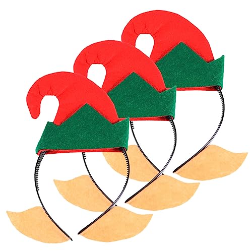 ibasenice 3st Weihnachtliches Kostümzubehör Tiara Weihnachtskopfbedeckung Weihnachtsstirnbänder Weihnachtshaarband Lustig Stirnband von ibasenice