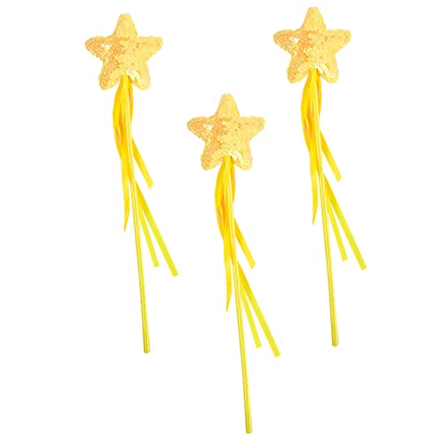 ibasenice 3St Zauberstab Leuchtstäbe aus Schaumstoff Ballettröckchen Sternspielzeug Feenflügel gelber Sternstab heeloween Fairy Wand Neuheit Feenstab sternförmiger Feenstock Plastik Yellow von ibasenice