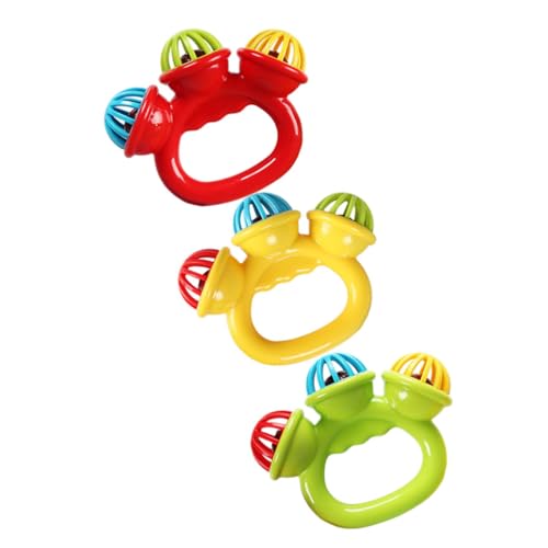 ibasenice Handglocken 3st Beruhigende Spielsachen Tamburin Für Kinder Sinnesspielzeug Für Neugeborene Geräuscherzeugende Lärmmacher Sportliche Kleinkind Handkurbel Plastik Die Klingel von ibasenice