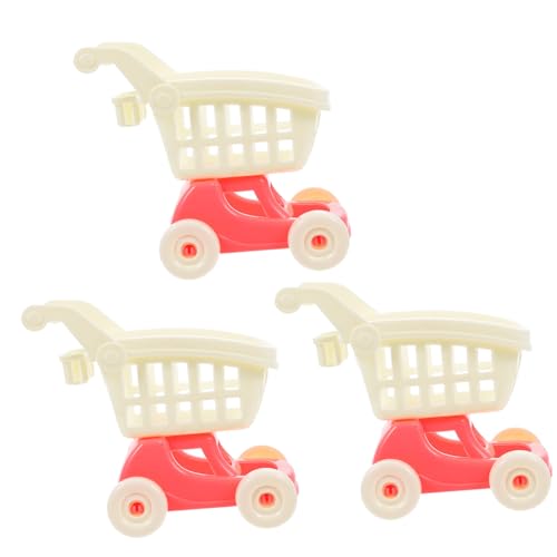 ibasenice 3st Einkaufswagen-Ornamente Mini-Trolley Mini-einkaufswagen Winzig Miniatur-supermarktwagen Mini-supermarkt-handwagen Sachen Für Mädchen Schubkarre Modellieren Kind Plastik von ibasenice