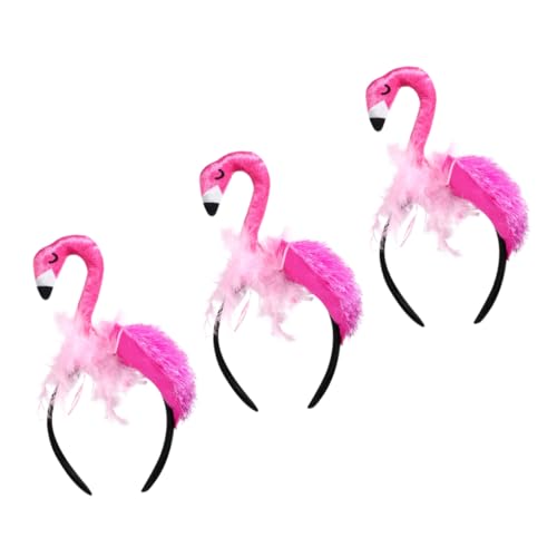 ibasenice 3st Flamingo-stirnband Flamingo-haarschmuck Rosa Flamingo Flamingo-kostüm Flamingo-party Luau-party-stirnbänder Flamingo-haarband Flamingo-zubehör Feder Kopf Hautpflege Kind von ibasenice