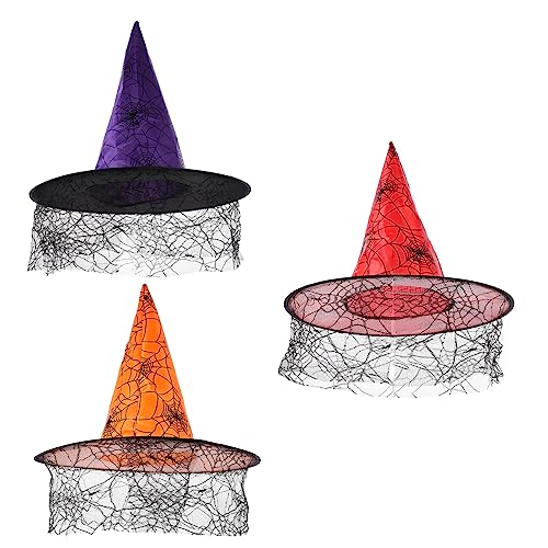 ibasenice 3st Hexen Hut Halloween-kostümzubehör Hexenmützen Halloween-partybevorzugung Halloween- -requisiten Halloween-cosplay-kostüm Halloween-kopfbedeckungen Party-hexenhut Gestrick von ibasenice