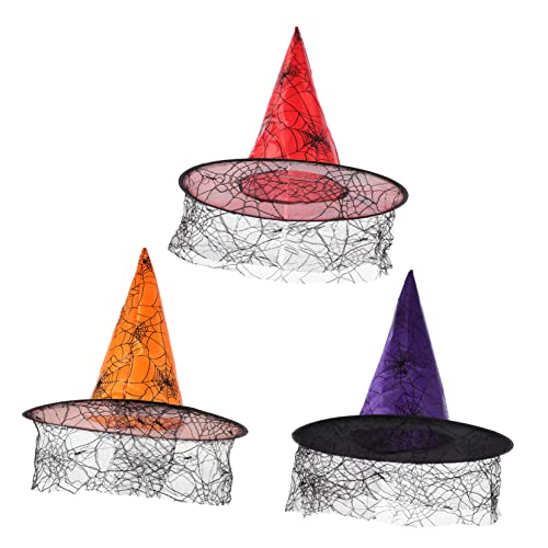 ibasenice 3st Hexen Hut Halloween-partybevorzugung Hexenmützen Hexenhut-kopfschmuck Halloween-kostüm Für Halloween- -requisiten Halloween-kostümzubehör Cosplay-zubehör Spitzenstoff von ibasenice