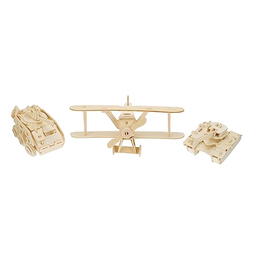 ibasenice 3D-Modell-Puzzle-Set 3-teilig Holzpuzzle Puzzle-Modell Für Familienspiele Bindung Für Jungen Und Mädchen Eltern von ibasenice