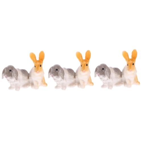 ibasenice 3st Kaninchenpuppe Statue Spielzeuge Dekoratives Tier Kaninchen-Foto-Requisite Kaninchen-simulationsmodell Simulationskaninchen-tiermodell Kind Plastik Mini Hase von ibasenice
