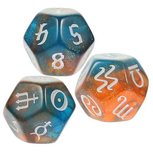 ibasenice 3st Konstellationswürfel Konstellationszahlenwürfel Tarot-würfel Polyedrische Würfel Spielwürfel Requisiten Wahrsagerei Tarot Weissagungswürfel Mehrseitige Glückswürfel Acryl von ibasenice