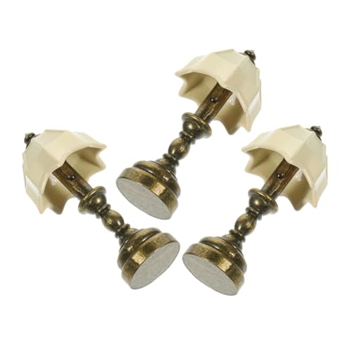 ibasenice Miniatur Schreibtischlampe 3 Stück Retro Tischlampe aus Legierung mit Kleiner Tischlampe für Puppenhaus Miniatur Szenen Selbstgemacht Dekoration Modellbau Puppenstuben Zubehör Bronze von ibasenice