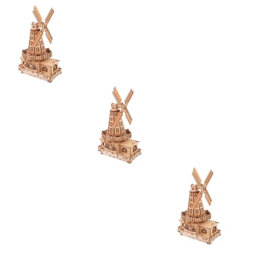 ibasenice Windmühlen-Puzzle Selber Machen 3st Rätsel Bambus Gebaut 3D Puzzle 3D-Windmühlen-Puzzle von ibasenice
