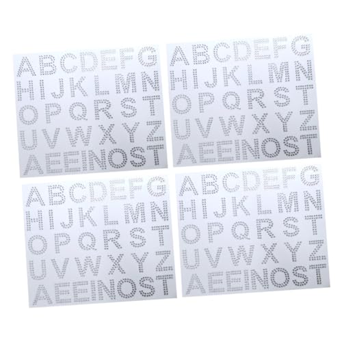ibasenice 4 Blätter Dekorative Strass Buchstaben Aufkleber Selbstklebende Glitzersteine für Kleidung DIY Basteln Jeans Rucksäcke Verzierungen von ibasenice