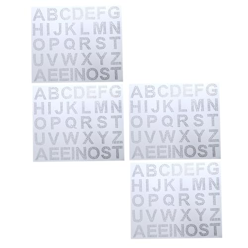 ibasenice 4 Blätter Multi funktionale Buchstaben Strass Aufkleber zum Aufbügeln Selbstklebend Dekorative Glitzer Diamant Buchstaben für Kleidung Taschen DIY Geschenk Möbelverzierung von ibasenice