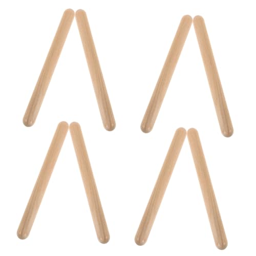 ibasenice 4 Paare Schlagzeug Musikstöcke Rhythmus Steckt Für Claves Musikinstrument Fitness-Rhythmus-Stick Rhythmus-Sticks Khaki Holz von ibasenice