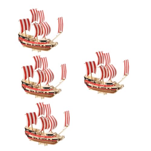 ibasenice 4 Sätze 3D-Segelpuzzle Segelboot-Modellbausatz Modellschiffe Kinder holzpuzzle Kinder holzspielzeug Rätsel Schiffsmodellbausätze zum Bauen für Erwachsene von ibasenice