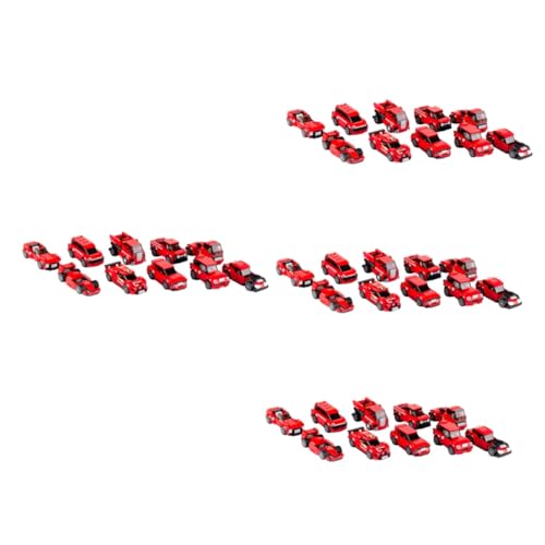 ibasenice 4 Sätze Blöcke Bausteine ​​für Erwachsene Modellauto-Bausatz aus Kunststoff Rätsel Modelle Auto 3D-Puzzle-Set Bastelmodellbausatz DIY-Lernspiel Wagen Suite Spielzeug Plastik rot von ibasenice