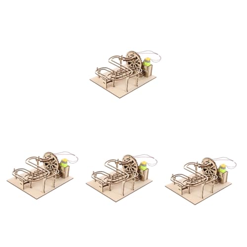 ibasenice 4 Sätze Dreidimensionales Puzzle Achterbahn-Spielzeug pädagogisches Solarauto DIY Kinderspielzeug Spielzeuge Labyrinth-Ball-Puzzle-Spielzeug Laufkettenmodell Spielzeug Laufen Spur von ibasenice
