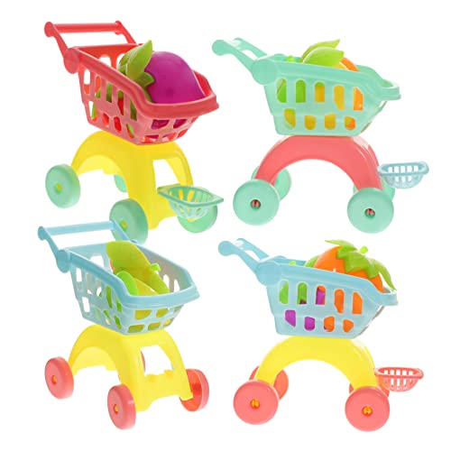 ibasenice 4 Sätze Einkaufswagen Weltraumspielzeug Mini- Mini -Lebensmittelspielzeug Eiskinder Mini-Trolley- so tun, als ob sie einen einkaufswagen Plastik von ibasenice