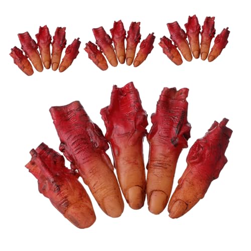 ibasenice 4 Sätze Halloween Deko Blutige Abgetrennte Finger Requisiten Realistische Plastik Fake Bloody Fingers für Gruselige Haunted House Dekoration und Halloween Kostüm Party von ibasenice