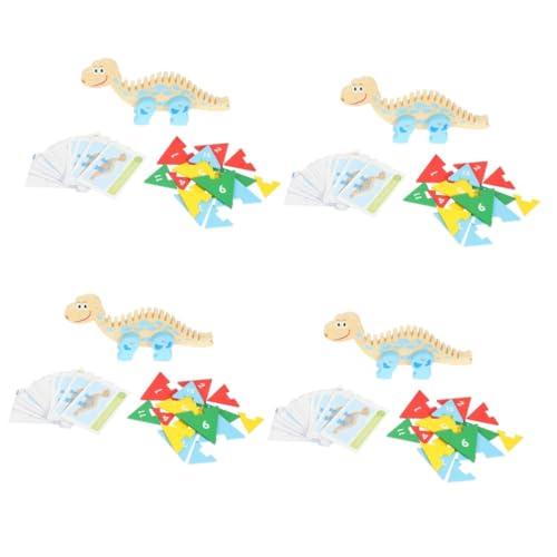 ibasenice Kinderspielzeug 4 Sätze Puzzle-Blöcke Spielzeug für Kleinkinder Kinder rätsel Spielset für Kleinkinder Holzspielzeug Spielzeuge Mädchenspielzeug Dinosaurier-Puzzle-Spielzeug Junge von ibasenice
