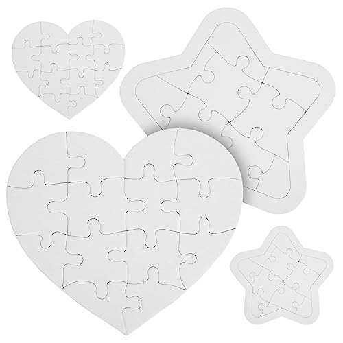 ibasenice 4 Sätze Puzzle Zum Ausmalen Herzförmiges Puzzle Sublimations-Puzzle-rohlinge Heißpresse-Puzzle Personalisiertes Puzzle Herz-Puzzle Puzzle-kleber Papier Leer Schmücken Kleinkind von ibasenice