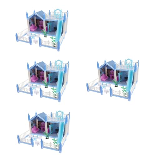 ibasenice 4 Sätze Villa Schloss Selber Bauen 3D- -Puzzle 3D-hausmodell Puppenhaus-Puzzle-Set Mädchenhaus-Puzzle Holzpuzzle-bausatz 3D-Schloss-Puzzle Spielzeug Miniatur Rosa Plastik von ibasenice