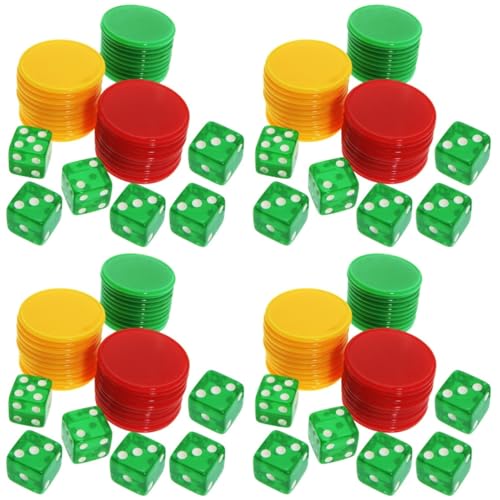 ibasenice 4 Sätze Würfel-Chip-Set Chips zählen für Mathe tragbare Würfelspiel-Requisite würfelspiele für Kinder unterhaltungsspiele interessantes Würfelspiel Spielversorgung Poker Chipsatz von ibasenice