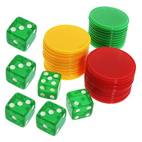 ibasenice 4 Sätze Würfel-Chip-Set Mathezähler für Kinder Chips zählen für Mathe würfelspiele für Kinder unterhaltungsspiele Toy verschleißfeste Pokerchips lustige Spielchips von ibasenice