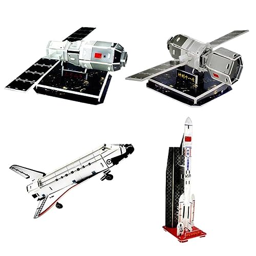 ibasenice 4 Stück 3D-Puzzle Raumschiff-handwerksmodell Papier 3D Raumschiff Papierhandarbeitssatellit Black von ibasenice