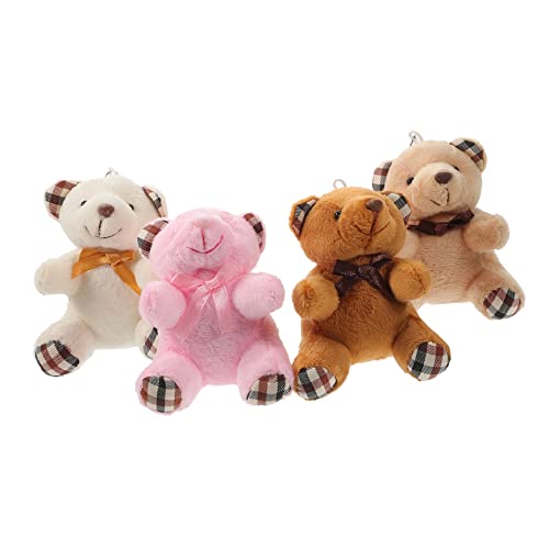 ibasenice 4 Stück Bärenanhänger Schlüsselanhänger Babyspielzeug Stoffbär Babypuppe Häschen Auto Reisespielzeug Kuscheltiere Für Kuscheltiere Für Babys Minispielzeug Babyautospielzeug Plüsch von ibasenice